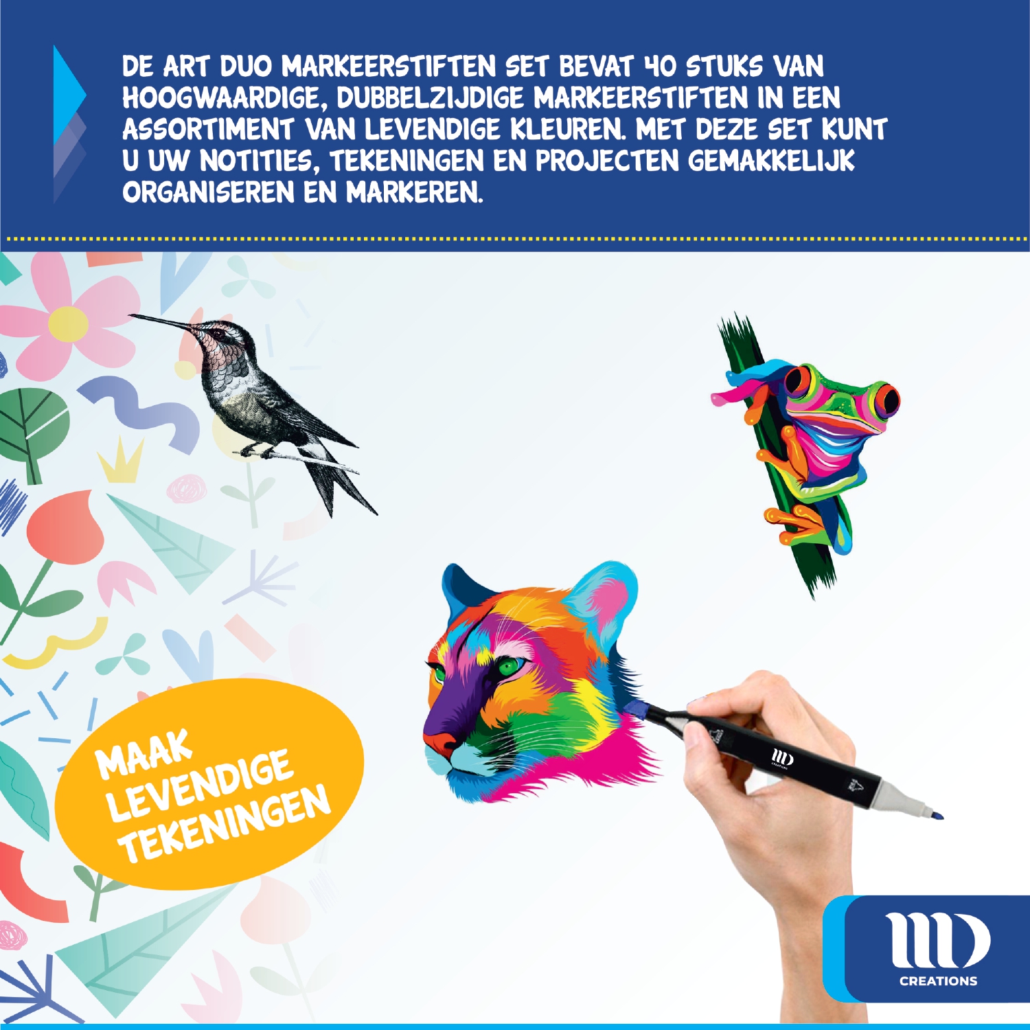 MD Creations - FINE ART - Duo marqueurs - 40 pièces - boîte de transport pratique - graffiti - feutres à base d'alcool - couleurs puissantes et intenses pour peindre - esquisser - illustrer - dessiner