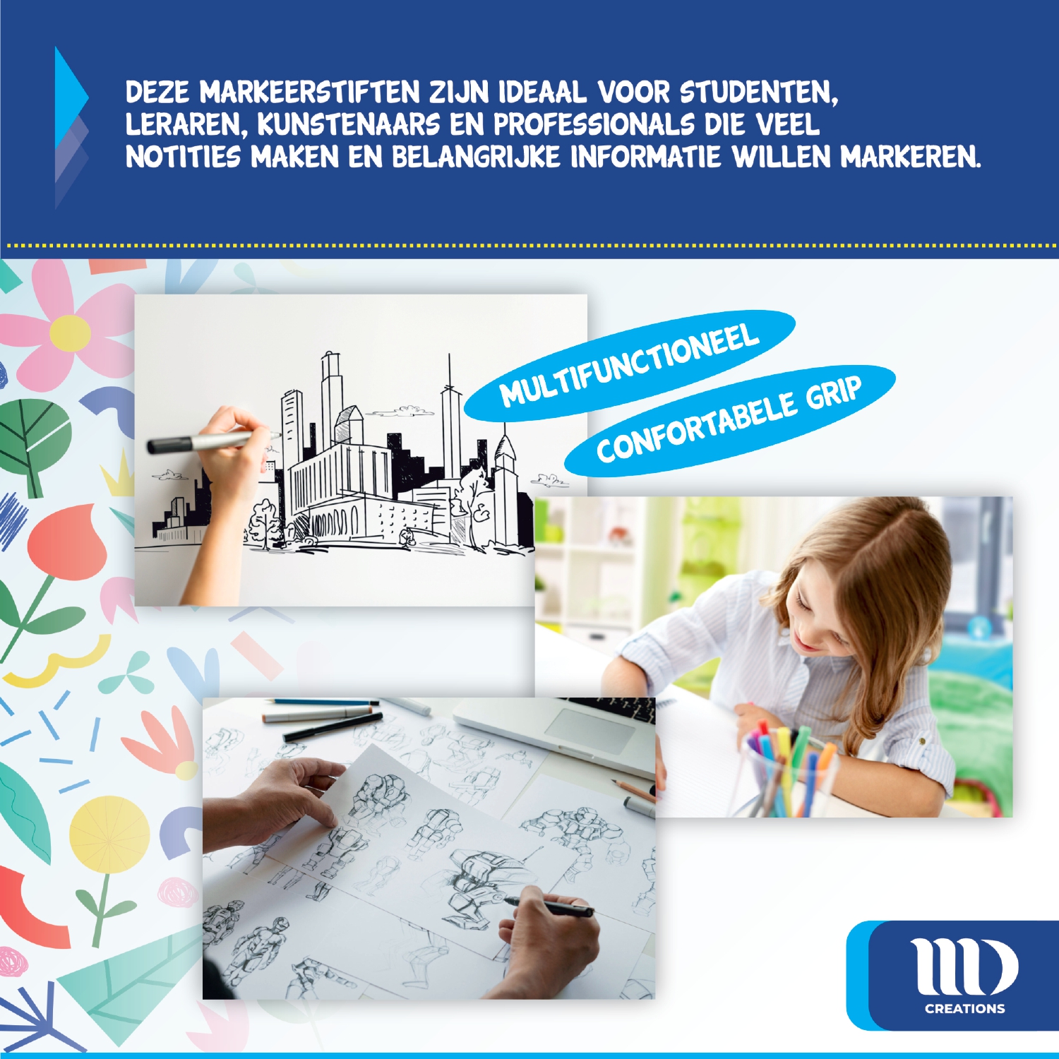 MD Creations - FINE ART - Duo marqueurs - 40 pièces - boîte de transport pratique - graffiti - feutres à base d'alcool - couleurs puissantes et intenses pour peindre - esquisser - illustrer - dessiner