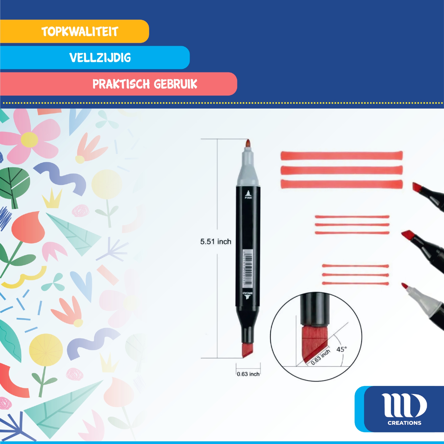 MD Creations - FINE ART - Duo marqueurs - 40 pièces - boîte de transport pratique - graffiti - feutres à base d'alcool - couleurs puissantes et intenses pour peindre - esquisser - illustrer - dessiner