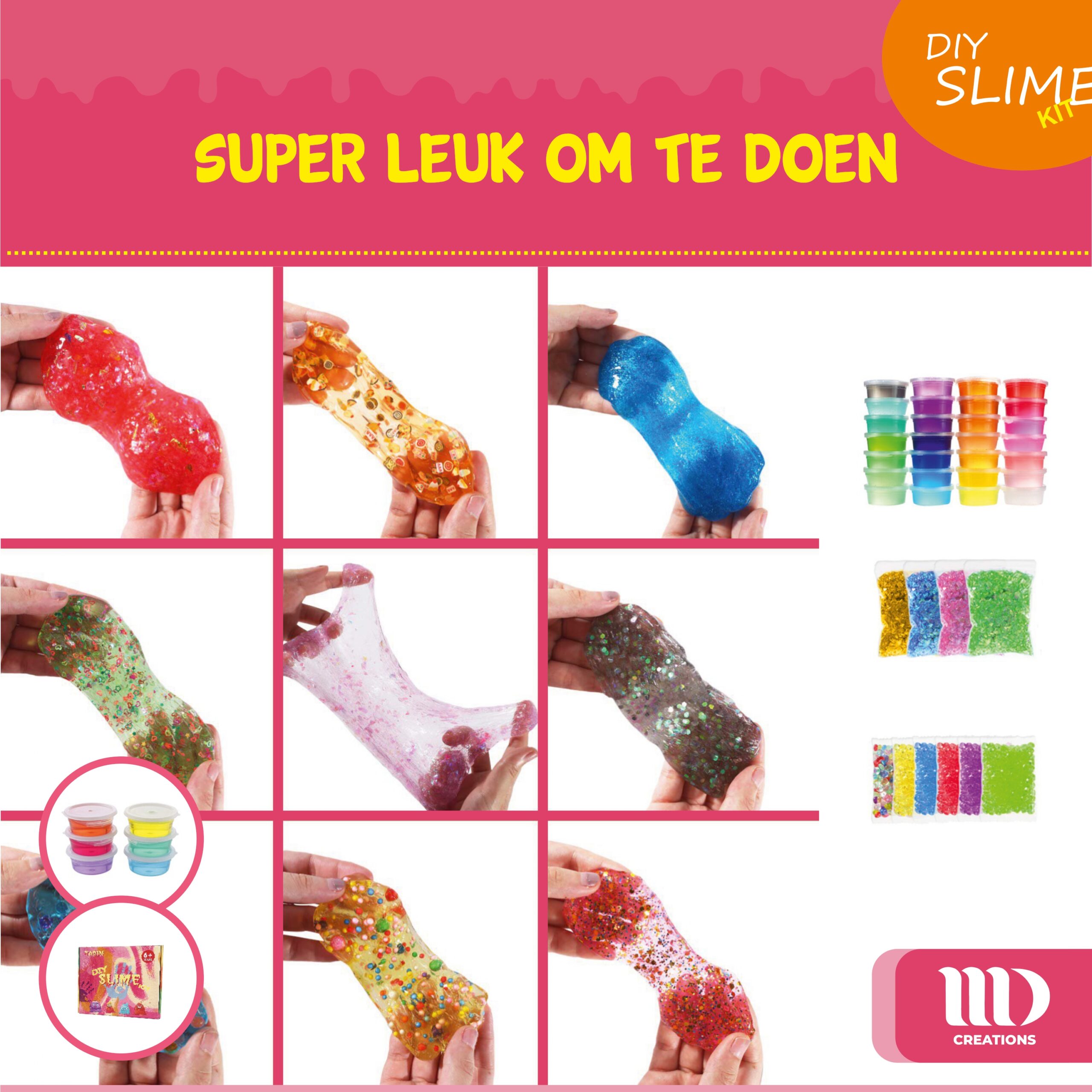 MD Creations - Set de slime - slime pour enfants - slime cristallin, œufs de slime - tubes avec paillettes - étoiles - boules de mousse colorées - set de slime pour enfants