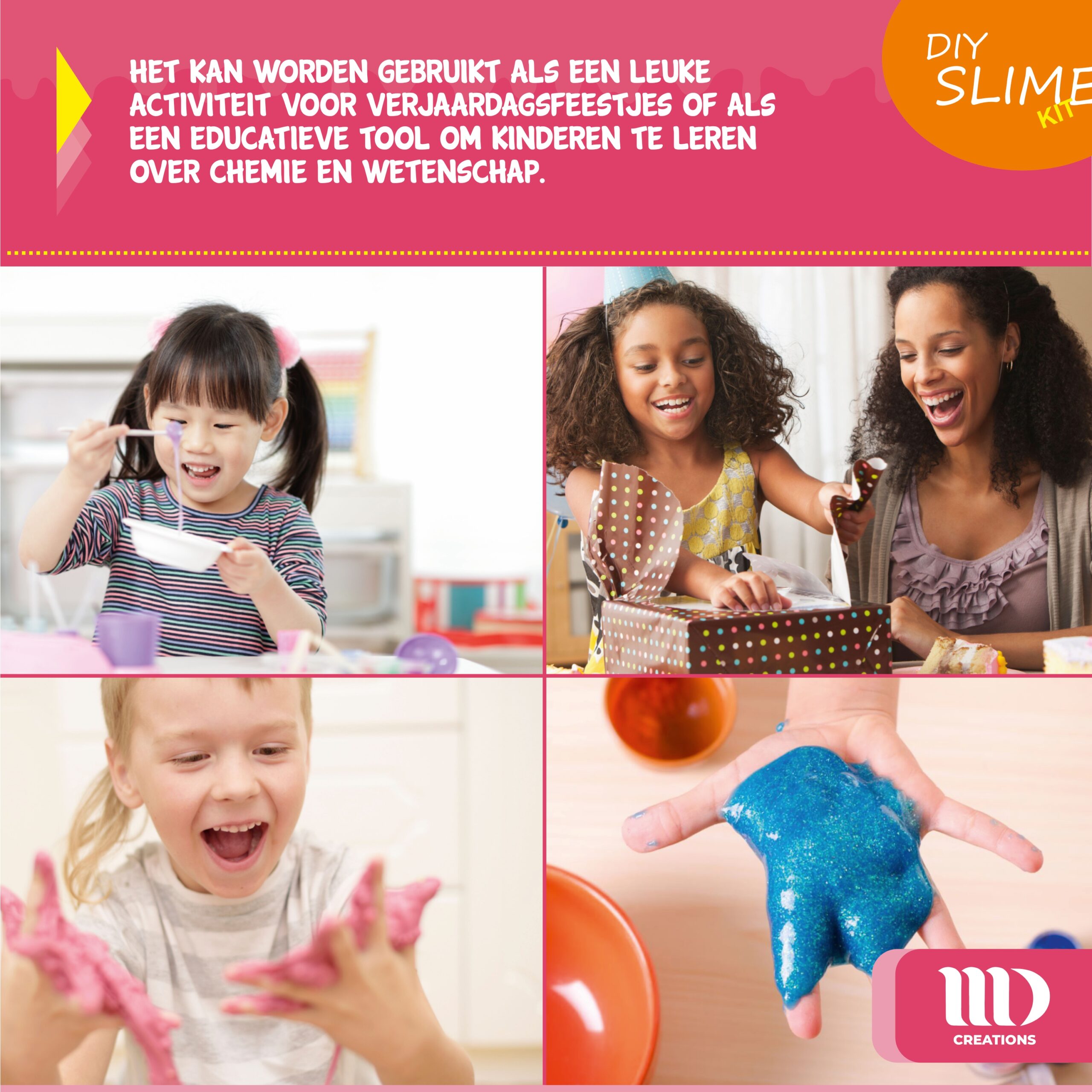 MD Creations - Set de slime - slime pour enfants - slime cristallin, œufs de slime - tubes avec paillettes - étoiles - boules de mousse colorées - set de slime pour enfants